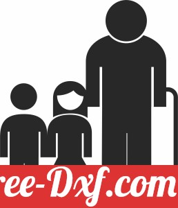 grandfather with kids silhouette