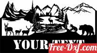 download forest elk deer bear scene with name free ready for cut