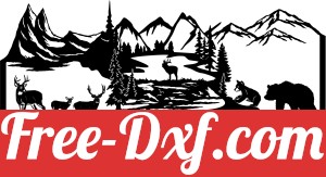 forest elk deer bear scene with name