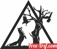 download Wolf hunting bird under tree cliparts free ready for cut