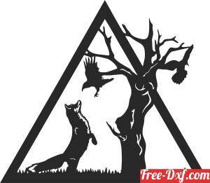 download Wolf hunting bird under tree cliparts free ready for cut