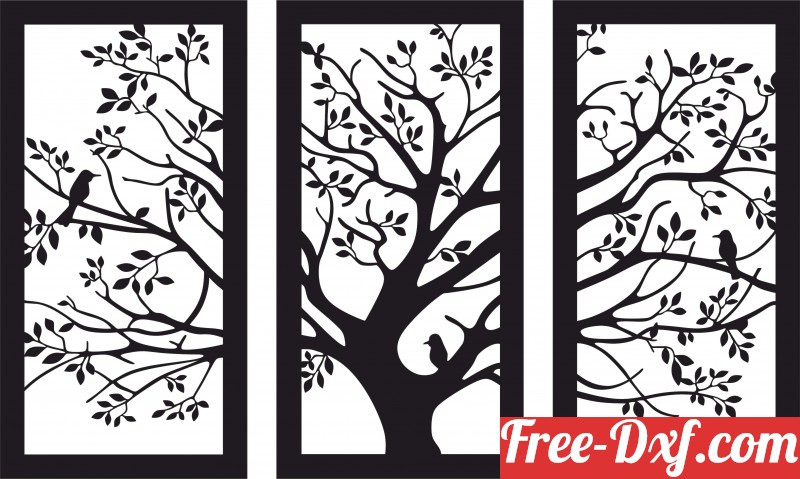 Download tree panels wall art 0Lcjf High quality free Dxf files,