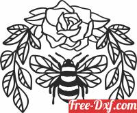 download bee with flower wreath free ready for cut