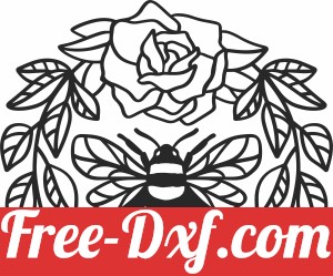 bee with flower wreath