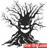 download Spooky halloween tree free ready for cut