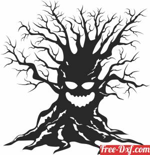 download Spooky halloween tree free ready for cut