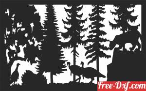 download wolf peacock scene forest art free ready for cut