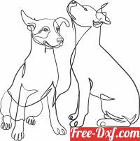 download one line dogs pot art free ready for cut