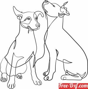 download one line dogs pot art free ready for cut