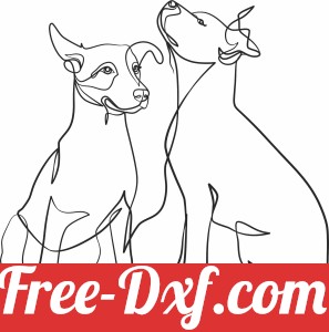 one line dogs pot art
