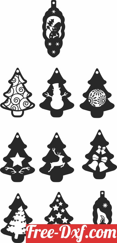 Download Set of christmas trees ornaments 0sZWg High quality free