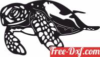 download Sea turtle scuba diver dxf vector free ready for cut