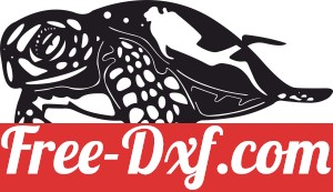 Sea turtle scuba diver dxf vector