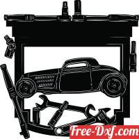download Car Garage wall sign with tools free ready for cut