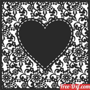 download floral Heart decorative wall art free ready for cut