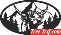 download buffalo bull head mountain scene free ready for cut