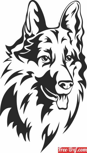 download German Shepherd Dog stencil free ready for cut