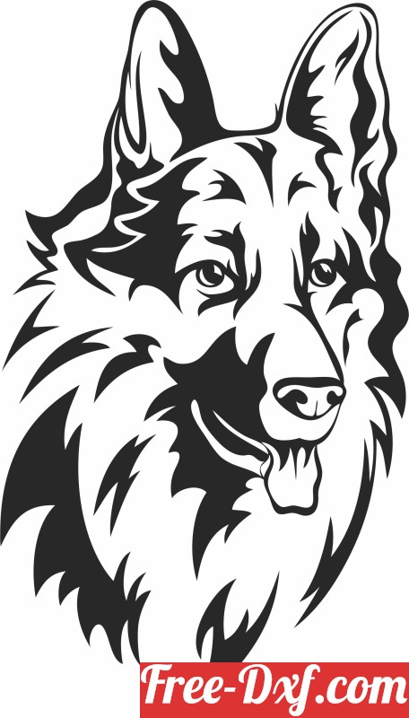 Download German Shepherd Dog stencil 1G257 High quality free Dxf