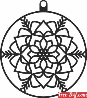 download Snowflakes Christmas mandala ball ornament free ready for cut