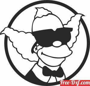 download krusty the clown Simpson clipart free ready for cut