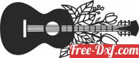 download guitar with flower clipart free ready for cut