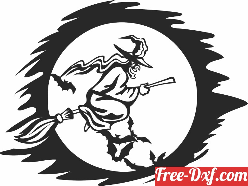 Download Witch Riding a Broom clipart 1hs9A High quality free Dxf