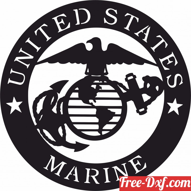 Download United states Marine logo 1lmFX High quality free Dxf fi