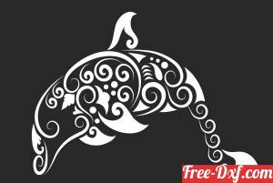 download Dolphin  decorative art free ready for cut