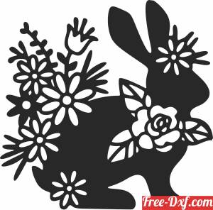 download bunny with flowers free ready for cut