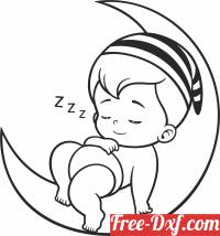 download cute baby sleeping on the moon free ready for cut