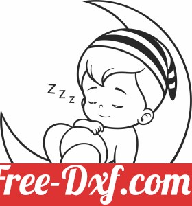 cute baby sleeping on the moon