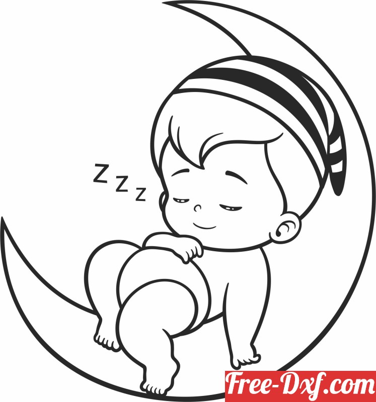 Download cute baby sleeping on the moon 27vdQ High quality free D