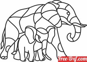 download one line elephants clipart free ready for cut