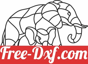 one line elephants clipart