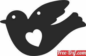 download Bird with heart clipart free ready for cut