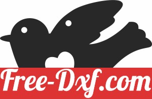 Bird with heart clipart