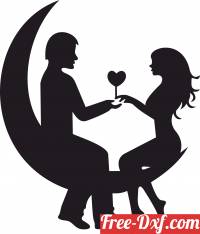 download Couple date love in moon sign gift for valentine free ready for cut