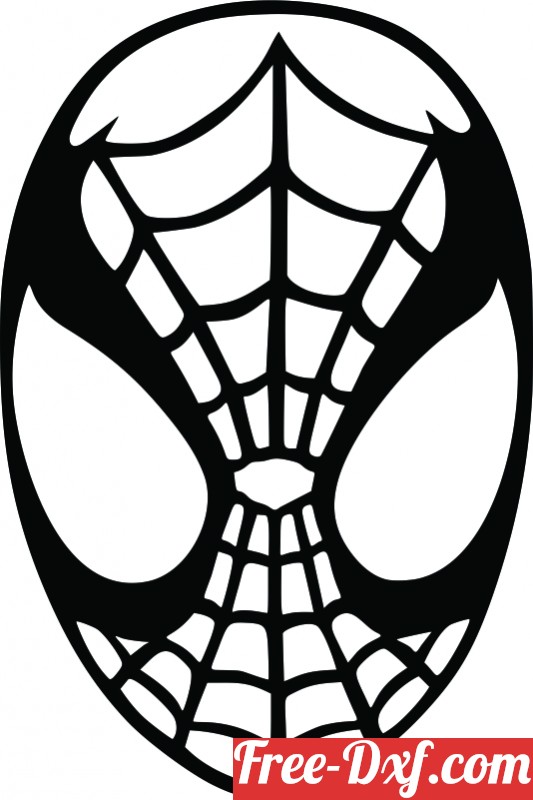 spiderman face clipart black and white