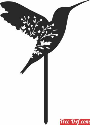 download floral Hummingbird garden stake free ready for cut