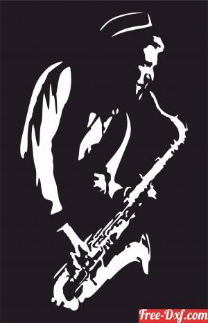 download Saxophone Player wall Art Panel free ready for cut