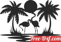 download Flamingos scene clipart free ready for cut