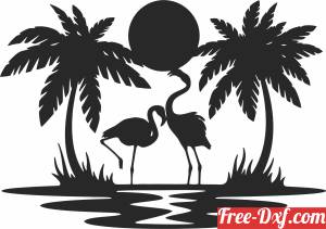 download Flamingos scene clipart free ready for cut