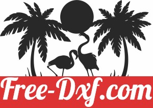 Flamingos scene clipart