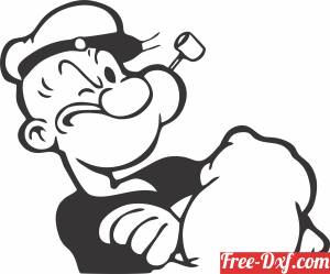 Download popeye cartoon clipart 2hr2m High quality free Dxf files