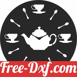 tea pots wall vinyl clock