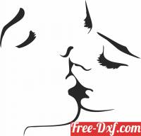 download Kissing couple wall decor free ready for cut