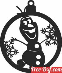 download Frozen olaf Christmas ball ornament free ready for cut
