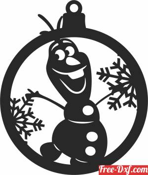 download Frozen olaf Christmas ball ornament free ready for cut
