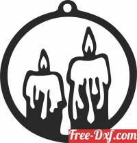 download Christmas candle ornaments free ready for cut