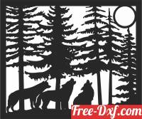 download wolves scene forest art free ready for cut